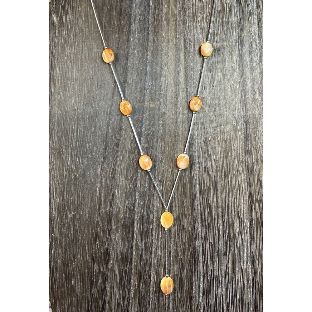 Southwest Liquid Sterling Silver Spiny Oyster Lariat Y Drop Necklace 18”+3” Drop